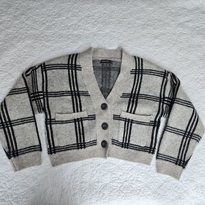 Moon & Madison Wool Blend Plaid Cardigan